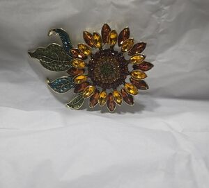 Sunflower Brooch with Gold and Brown Petals